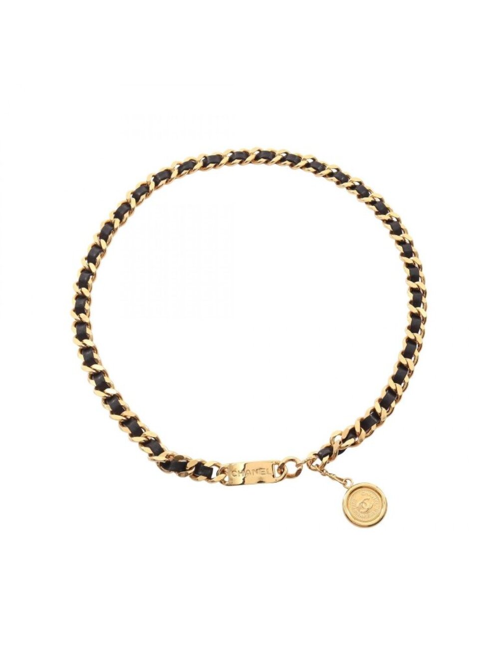Chanel Belt CC Logo Medal Chain Leather